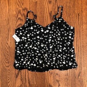 Old Navy Black Floral Cami - Size: Medium Petite